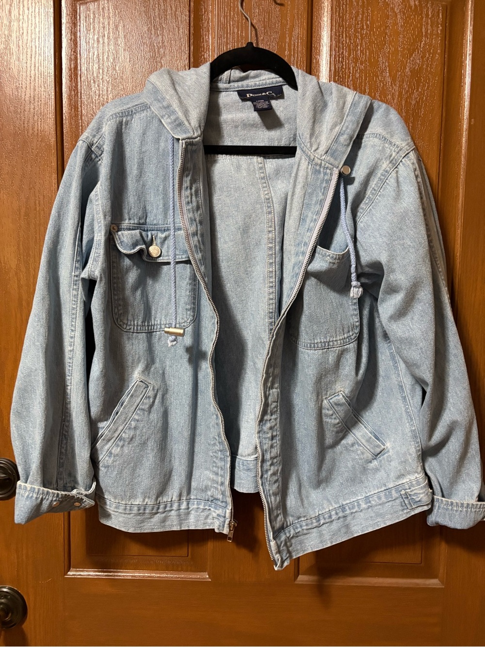 Denim&Co Light Blue Denim Hooded Jean Jacket